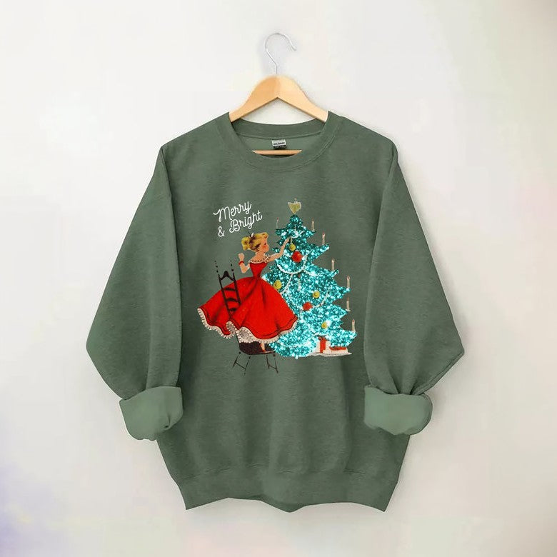 Vintage Christmas Girl Sweatshirt